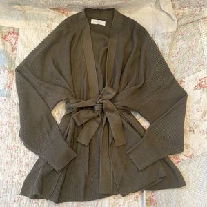 Oak + Fort dark green sweater cardigan with belt S